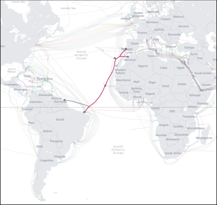 Ellalink Submarine Cable Iberian Peninsular to South America